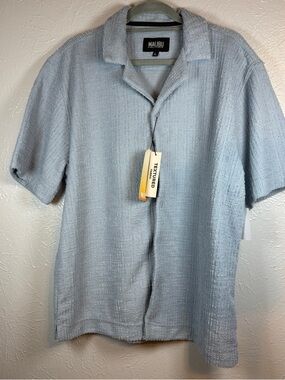 NWT Malibu By Drill Clothing Co Textured Fabric Shirt Large Lt Blue $69